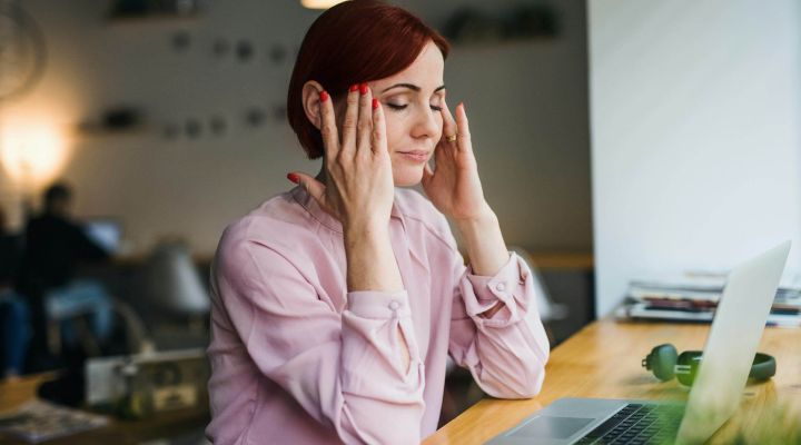 A woman who looks stressed out