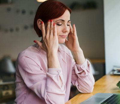 A woman who looks stressed out