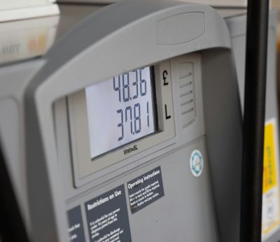 A close up of a petrol pump at a petrol station