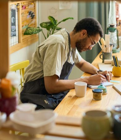 A self-employed person at work